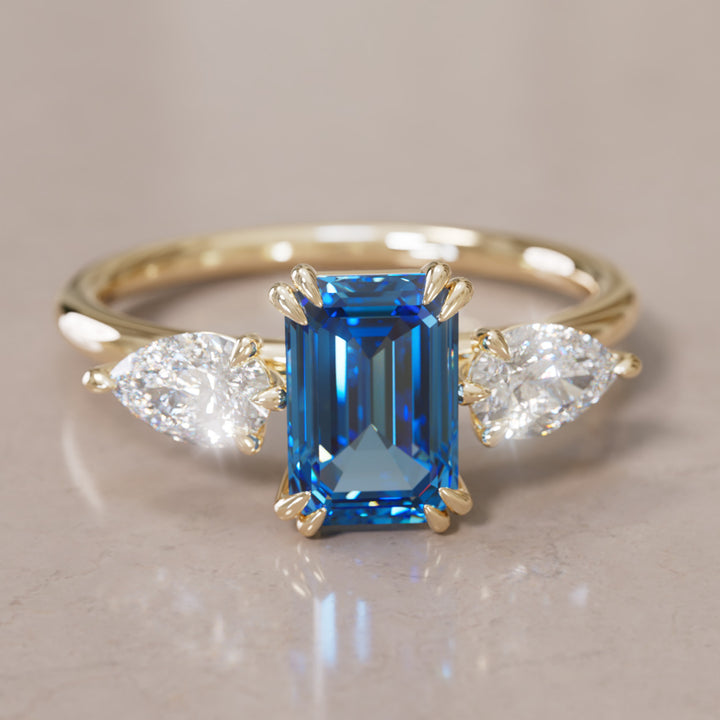 Eleonora Emerald Cut Blue Sapphire Engagement Ring