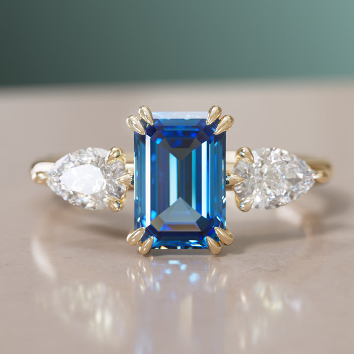 Eleonora Emerald Cut Blue Sapphire Engagement Ring