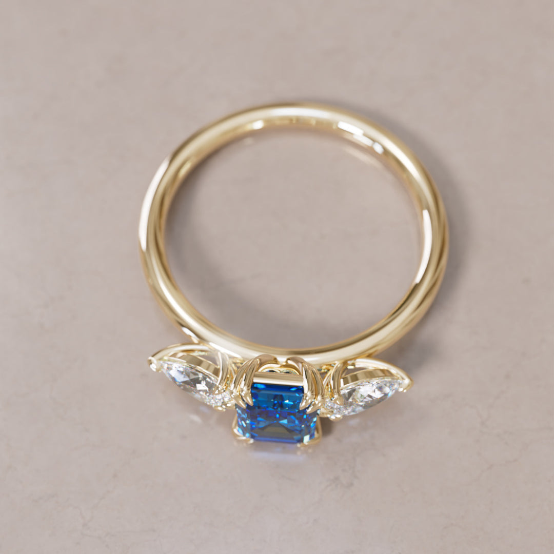Eleonora Emerald Cut Blue Sapphire Engagement Ring