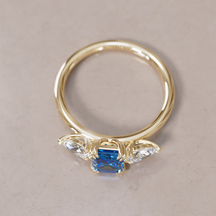 Eleonora Emerald Cut Blue Sapphire Engagement Ring