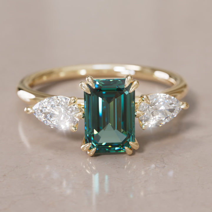Eleonora Emerald Cut Teal Sapphire Engagement Ring