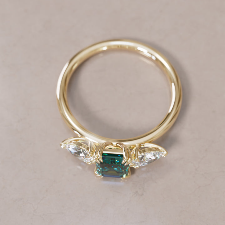 Eleonora Emerald Cut Teal Sapphire Engagement Ring