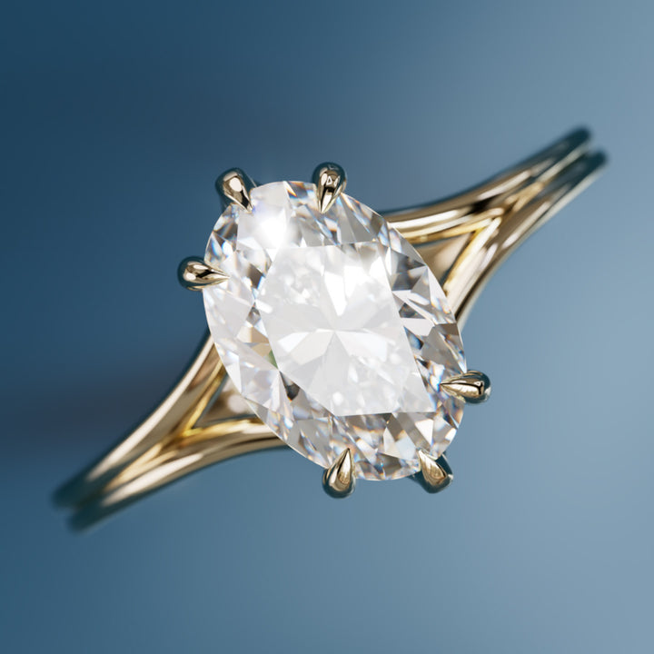 Esra Oval Diamond Modern Unique Split Shank Engagement Ring By Valley Rose