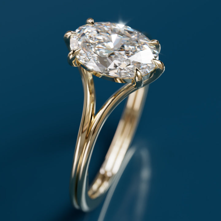 Esra Oval Diamond Modern Unique Split Shank Engagement Ring By Valley Rose