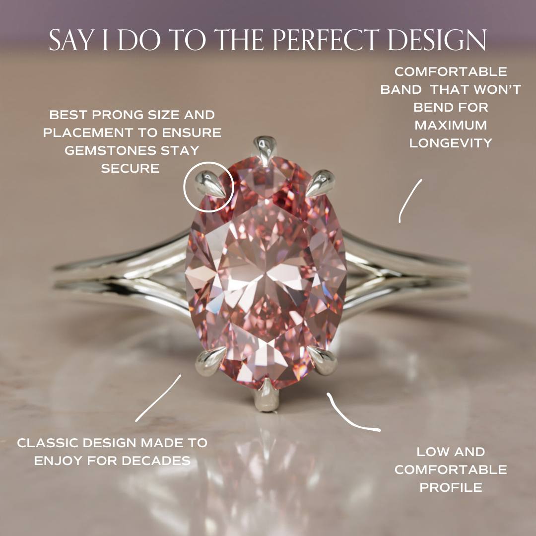 Esra Oval Pink Lab Diamond Modern Unique Split Shank Engagement Ring By Valley Rose