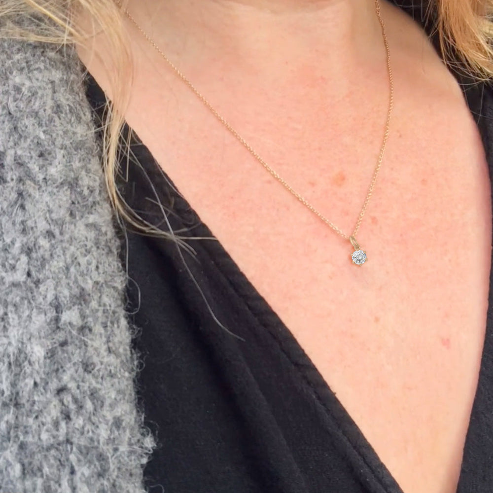 Diamond Solitaire Gold Charm Lab Diamond By Valley Rose Ethical Jewelry