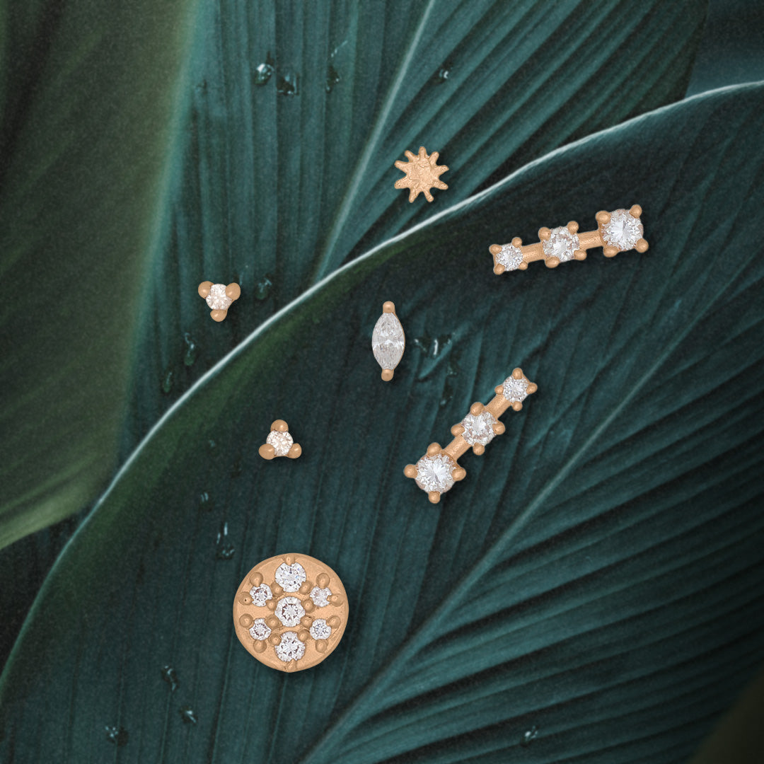 Lab Diamond Gold Studs - Tiny Diamond Earrings Lab Diamond By Valley Rose Ethical Jewelry