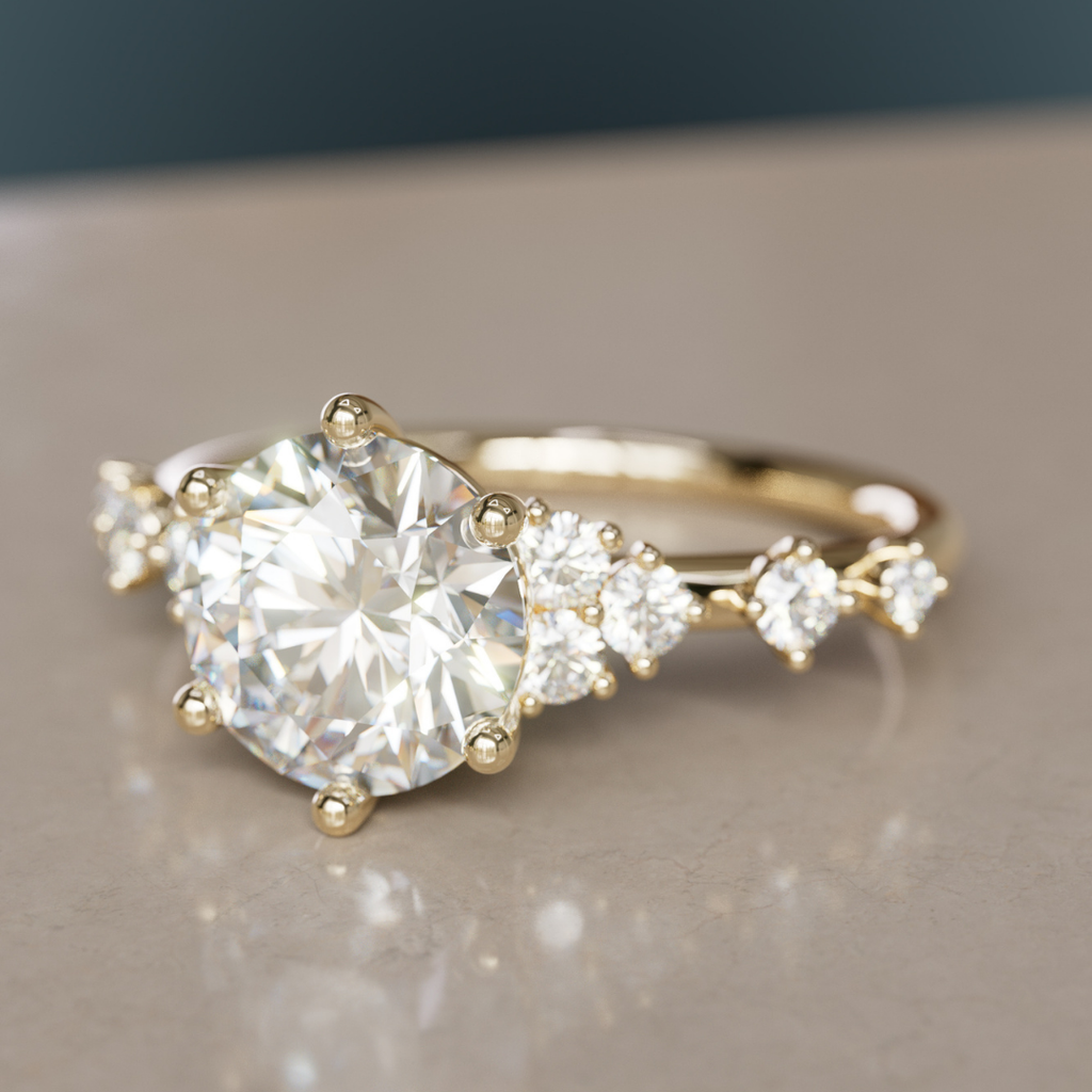 Fairytale Engagement Ring with Celestial Round Diamond Design By Valley Rose