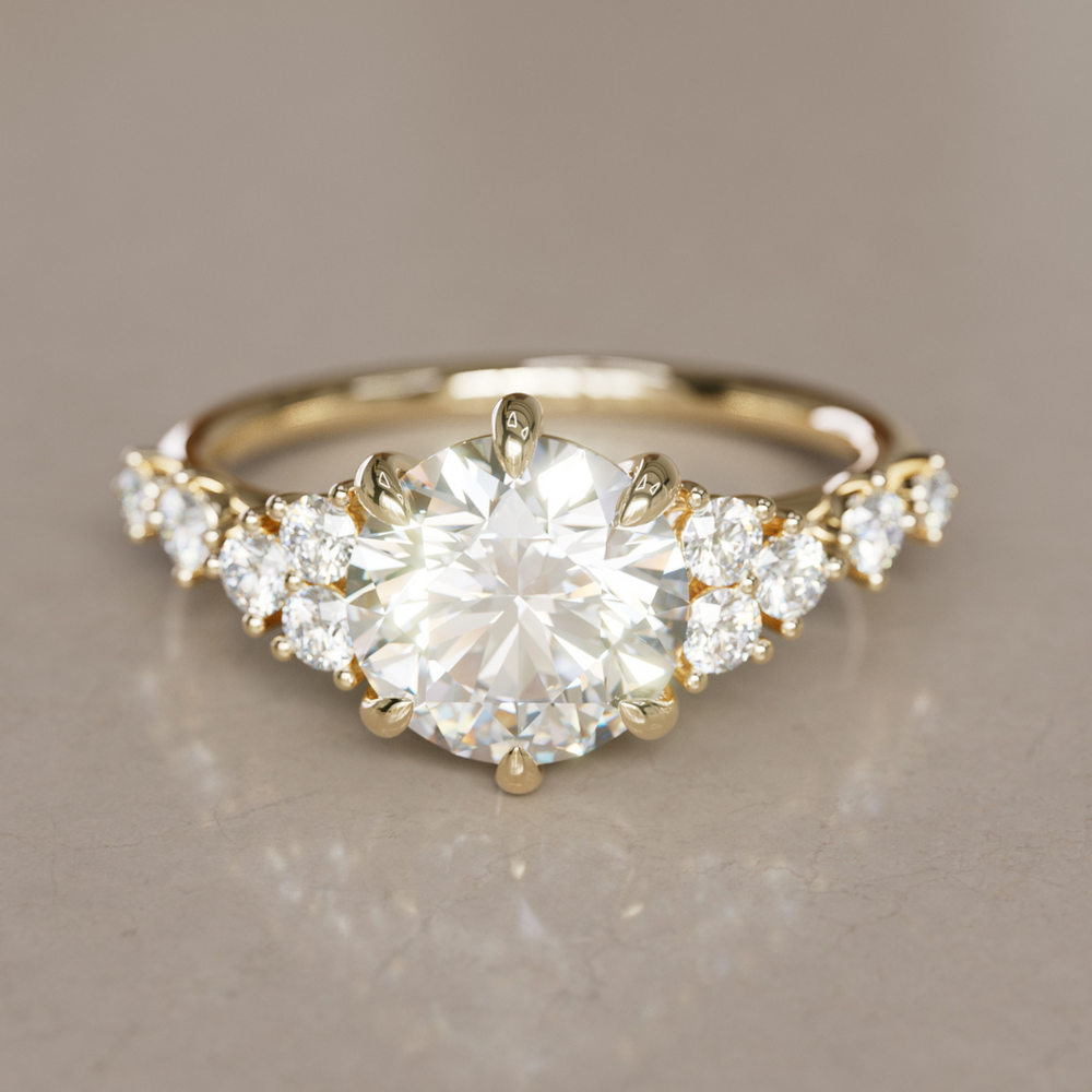 Fairytale Engagement Ring with Celestial Round Diamond Design By Valley Rose