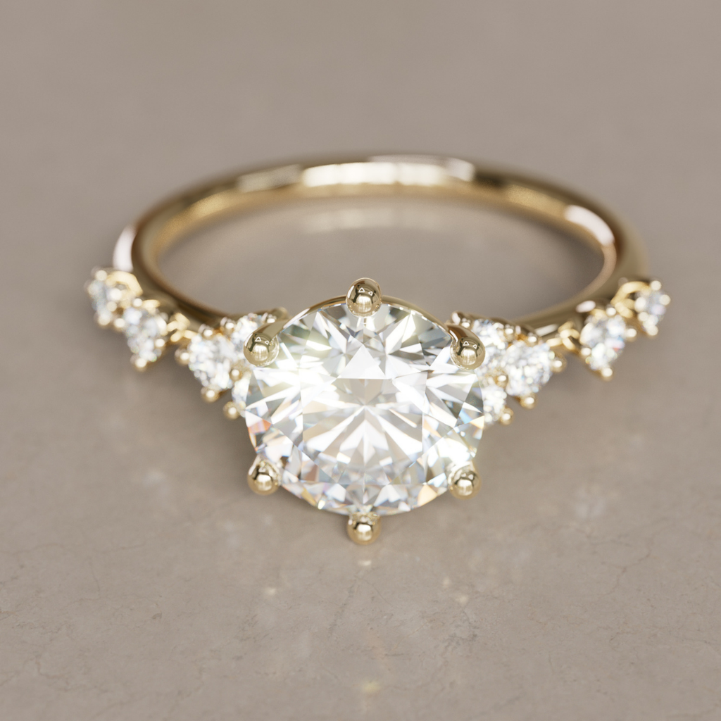 Fairytale Engagement Ring with Celestial Round Diamond Design By Valley Rose