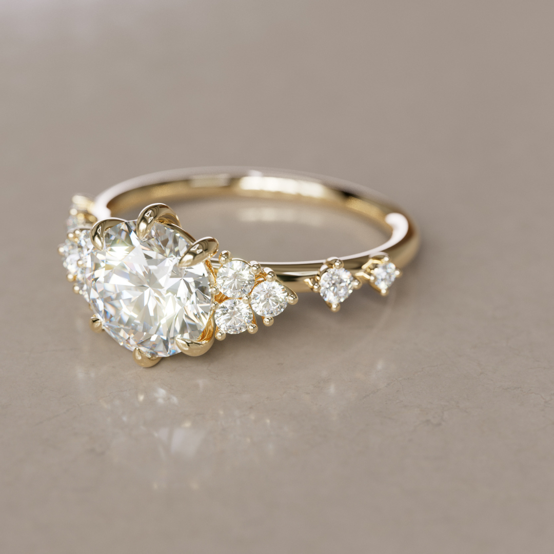 Fairytale Engagement Ring with Celestial Round Diamond Design By Valley Rose