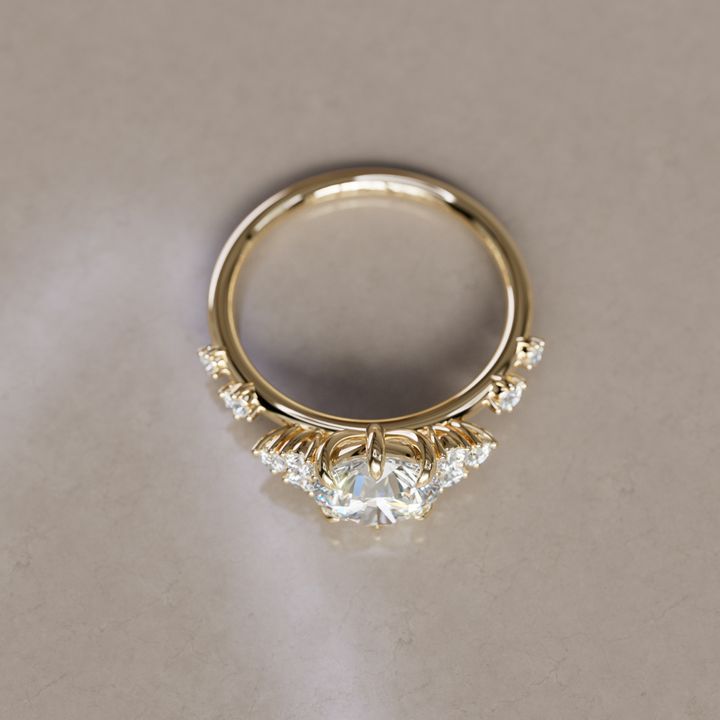 Fairytale Engagement Ring with Celestial Round Diamond Design By Valley Rose