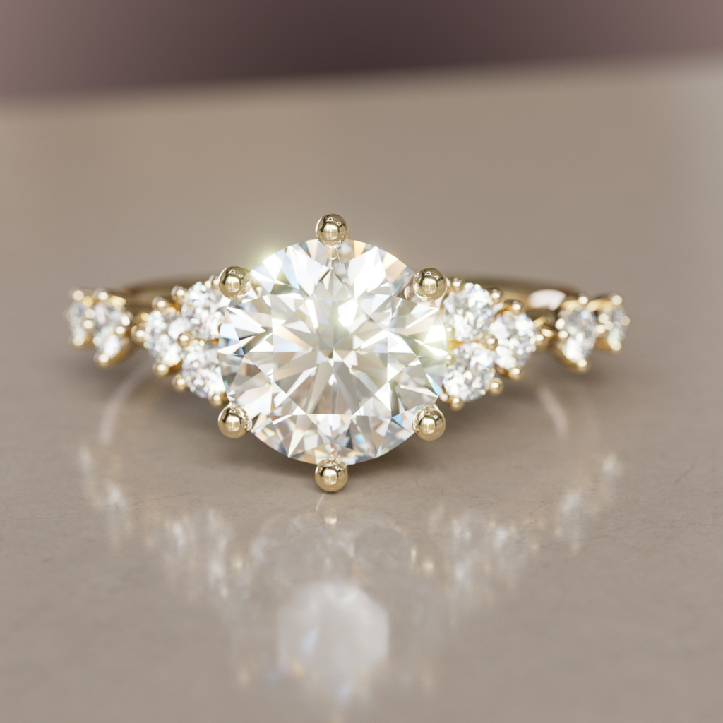 Fairytale Engagement Ring with Celestial Round Diamond Design By Valley Rose