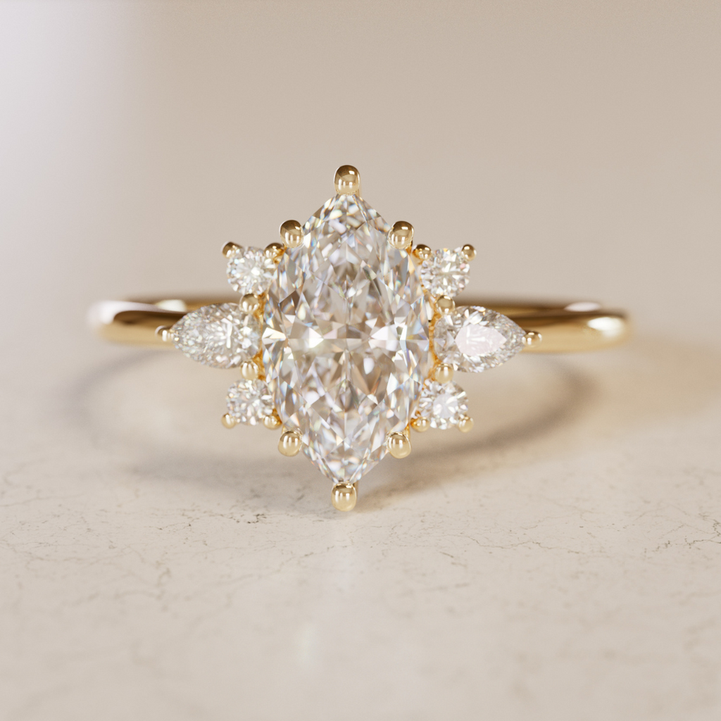 Fairytale Engagement Ring with Marquise Diamonds By Valley Rose