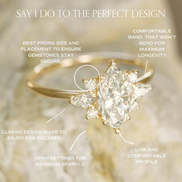 Fairytale Engagement Ring with Marquise Diamonds By Valley Rose
