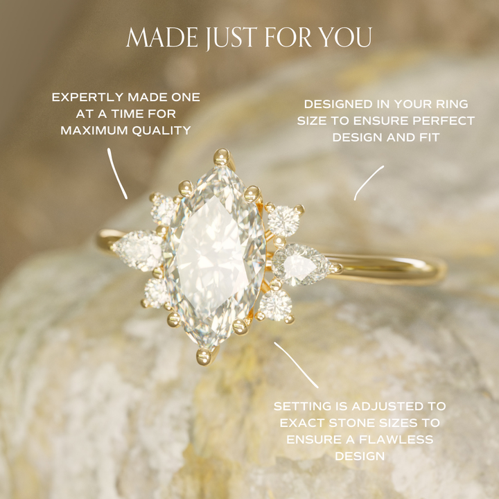 Fairytale Engagement Ring with Marquise Diamonds By Valley Rose