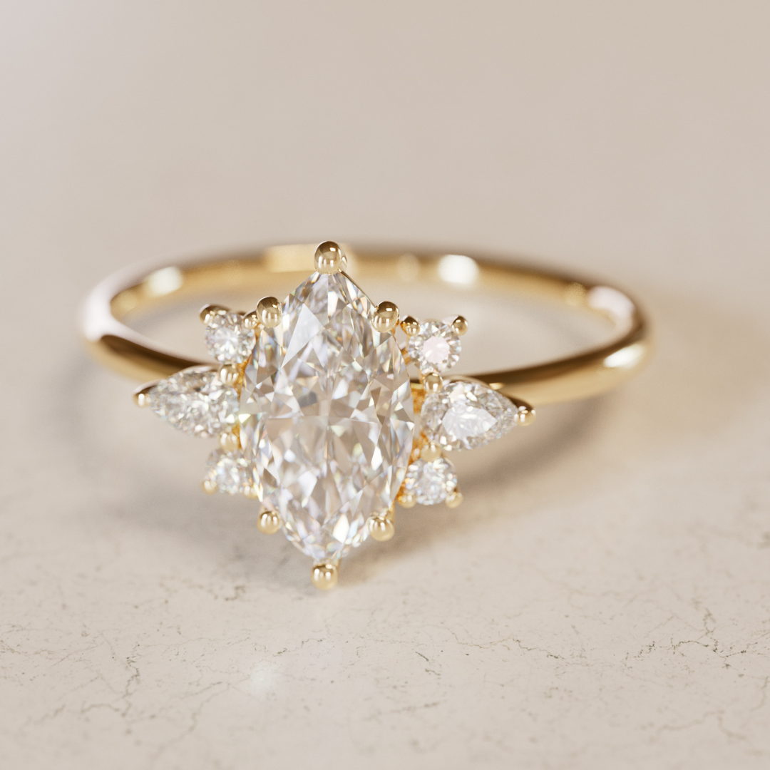 Fairytale Engagement Ring with Marquise Diamonds By Valley Rose