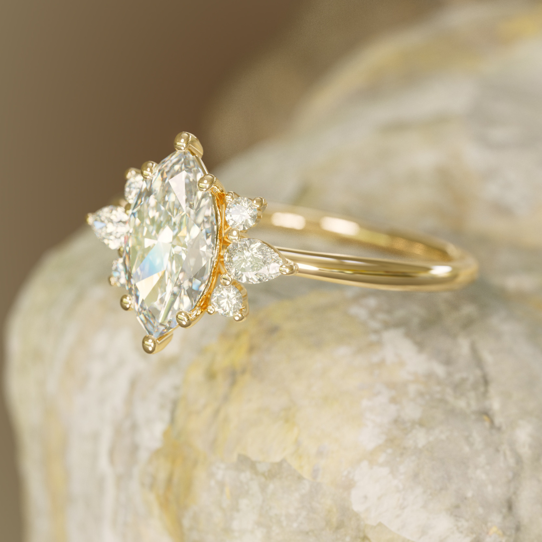 Fairytale Engagement Ring with Marquise Diamonds By Valley Rose