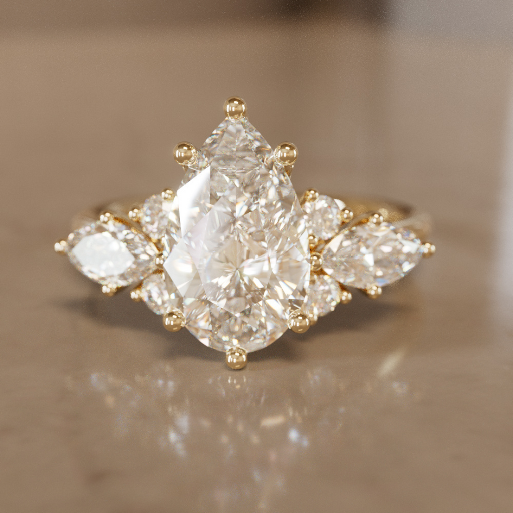 Fairytale Engagement Ring with Pear Shape Diamond By Valley Rose