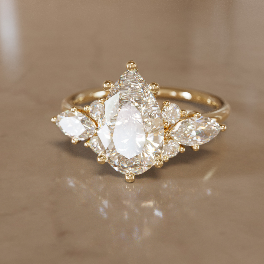 Fairytale Engagement Ring with Pear Shape Diamond By Valley Rose