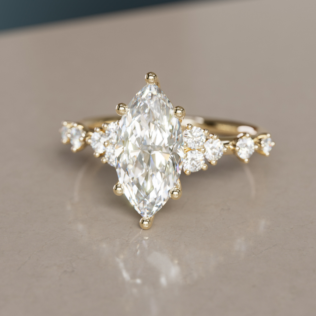 Fairytale Engagement Ring with Unique Marquise Diamond By Valley Rose