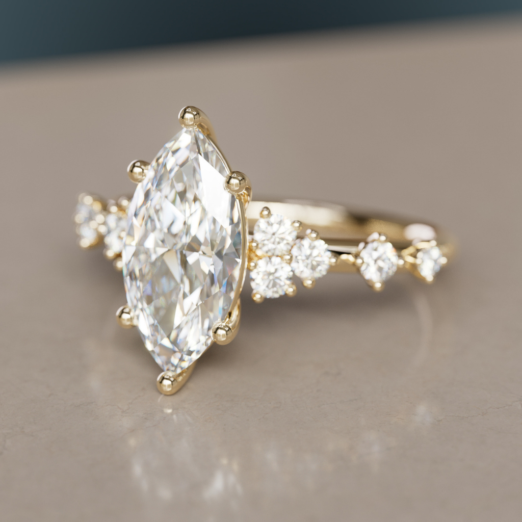 Fairytale Engagement Ring with Unique Marquise Diamond By Valley Rose