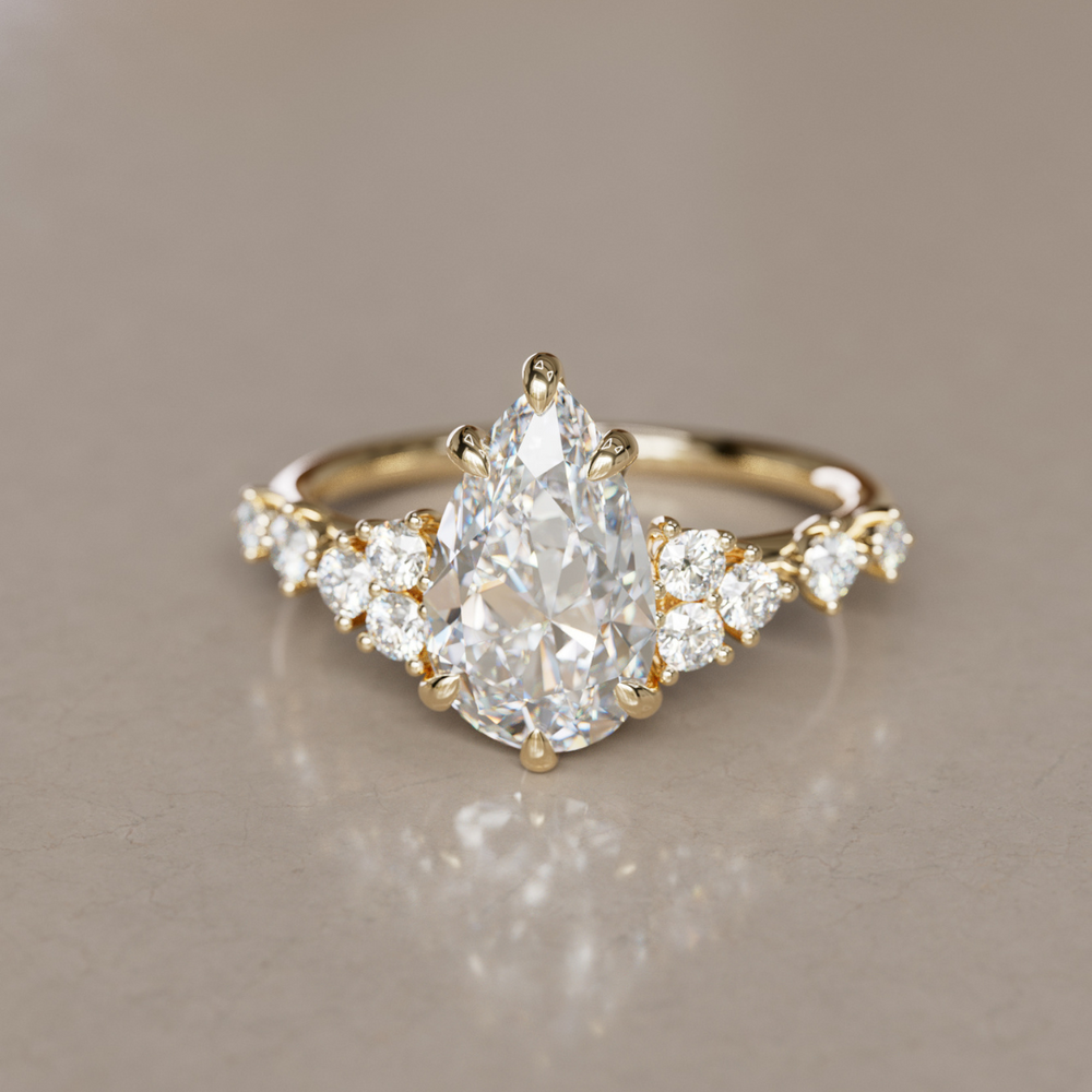 Fairytale Engagement Ring with Unique Pear Diamond By Valley Rose