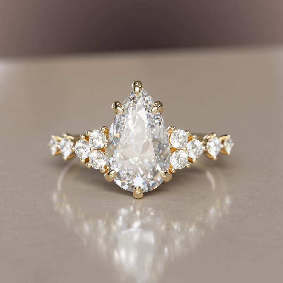 Fairytale Engagement Ring with Unique Pear Diamond By Valley Rose