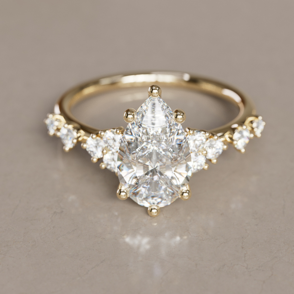 Fairytale Engagement Ring with Unique Pear Diamond By Valley Rose