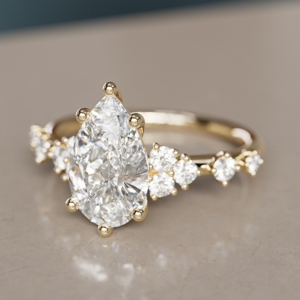 Fairytale Engagement Ring with Unique Pear Diamond By Valley Rose