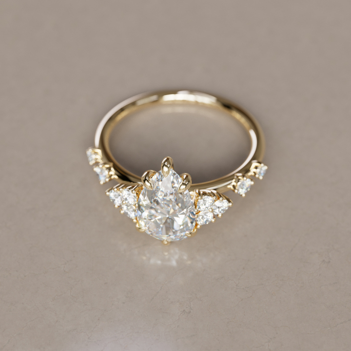 Fairytale Engagement Ring with Unique Pear Diamond By Valley Rose