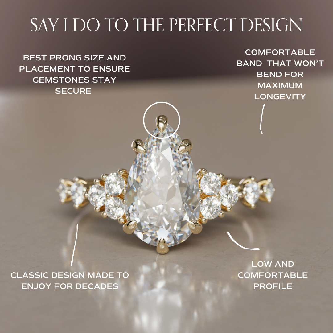 Fairytale Engagement Ring with Unique Pear Diamond By Valley Rose