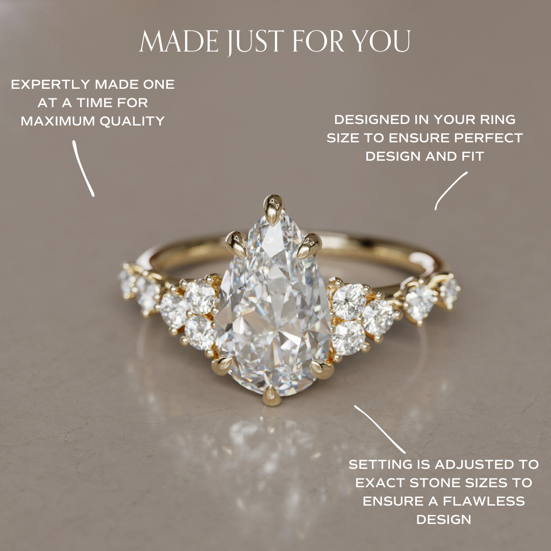 Fairytale Engagement Ring with Unique Pear Diamond By Valley Rose