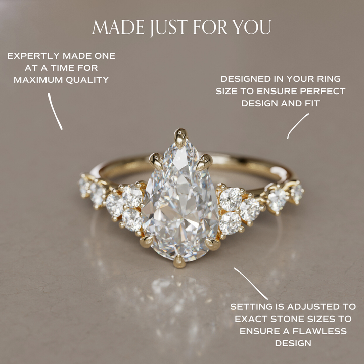 Fairytale Engagement Ring with Unique Pear Diamond By Valley Rose