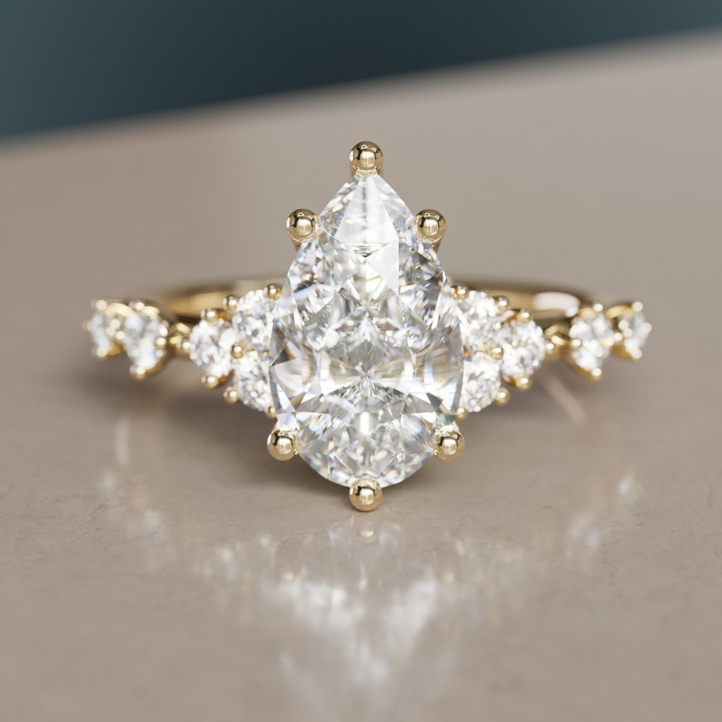 Fairytale Engagement Ring with Unique Pear Diamond By Valley Rose