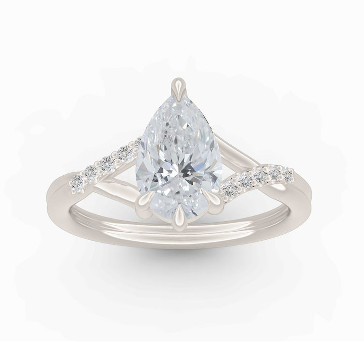 Fairytale Pear Engagement Ring with Diamonds and Split Shank By Valley Rose