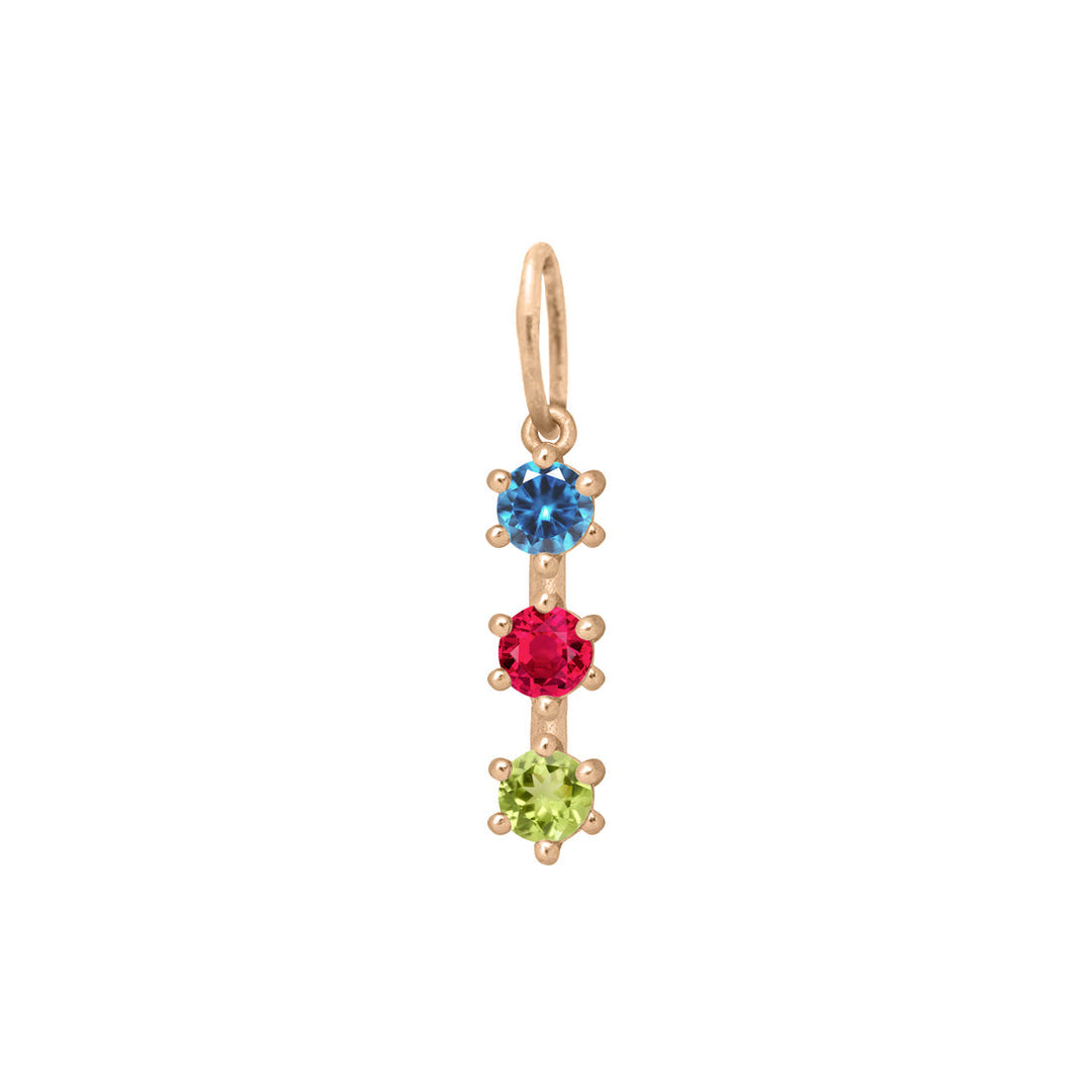 Custom Family Birthstone Charm, Pick Your 3 Gemstones By Valley Rose Ethical Jewelry
