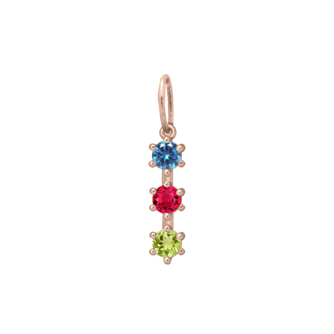 Custom Family Birthstone Charm, Pick Your 3 Gemstones By Valley Rose Ethical Jewelry