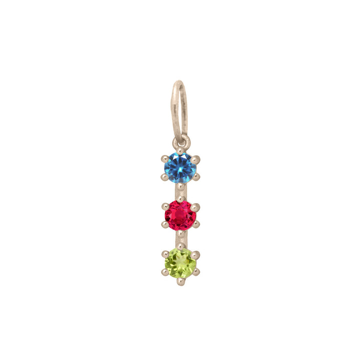 Custom Family Birthstone Charm, Pick Your 3 Gemstones By Valley Rose Ethical Jewelry
