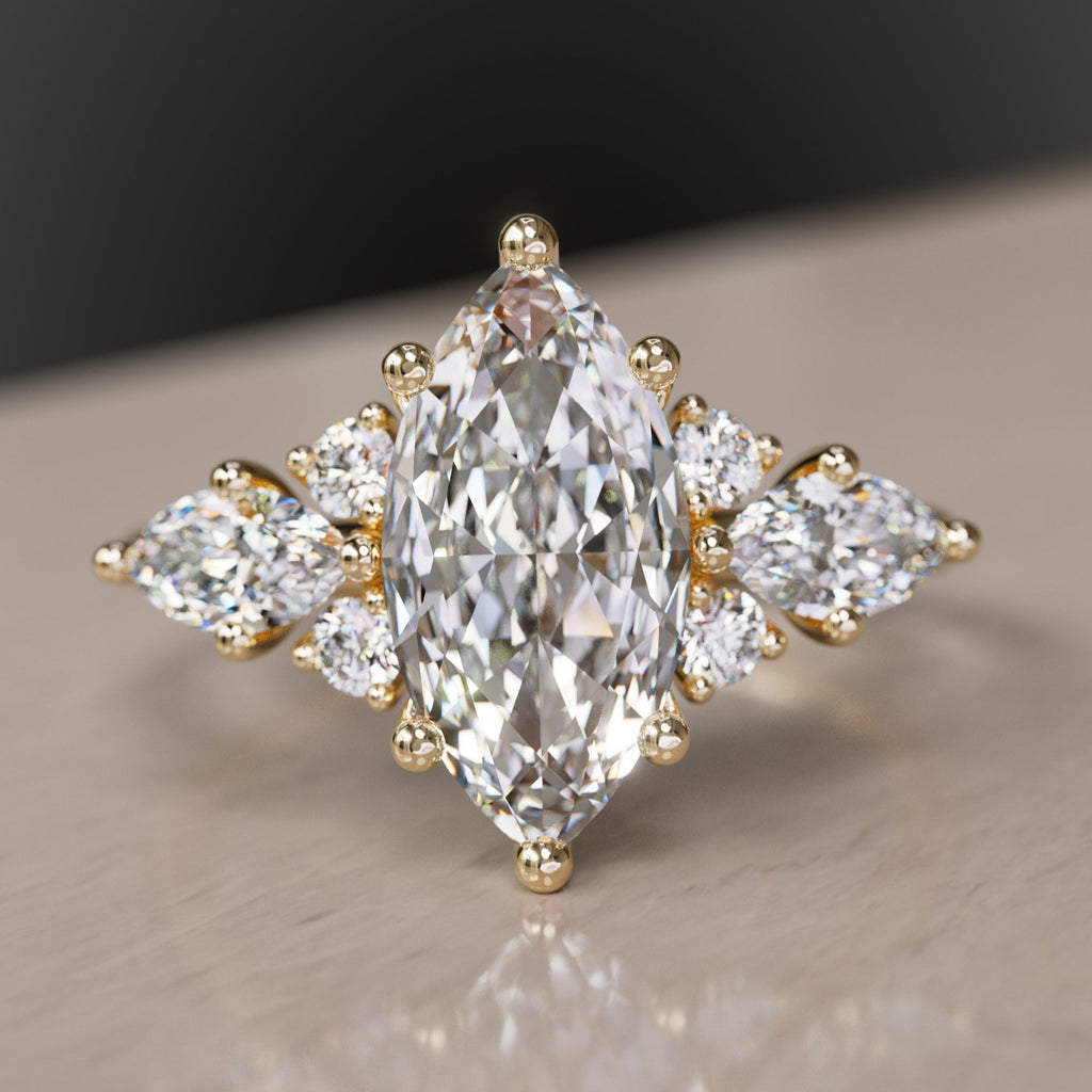 Fantasy Engagement Ring with Marquise Diamonds By Valley Rose