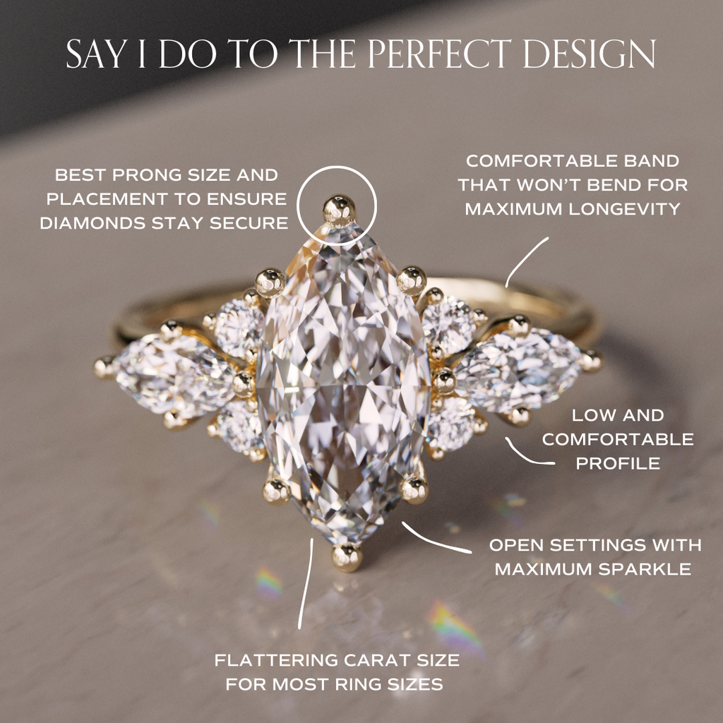 Fantasy Engagement Ring with Marquise Diamonds By Valley Rose