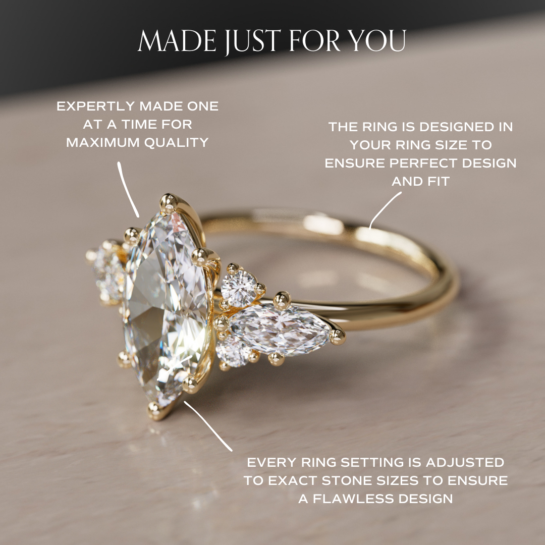 Fantasy Engagement Ring with Marquise Diamonds By Valley Rose