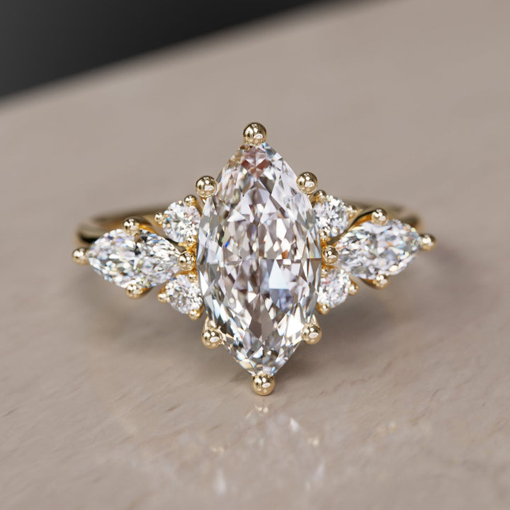 Fantasy Engagement Ring with Marquise Diamonds By Valley Rose