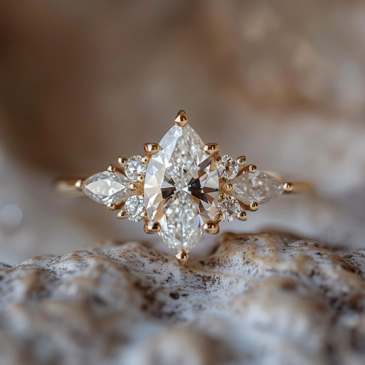 Fantasy Engagement Ring with Marquise Diamonds By Valley Rose