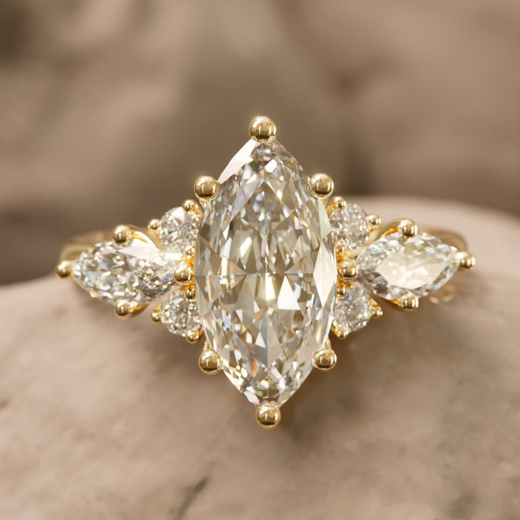 Fantasy Engagement Ring with Marquise Diamonds By Valley Rose