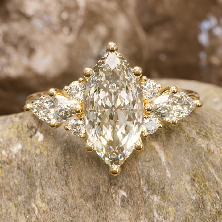 Fantasy Engagement Ring with Marquise Diamonds By Valley Rose
