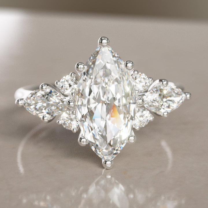 Fantasy Engagement Ring with Marquise Diamonds By Valley Rose