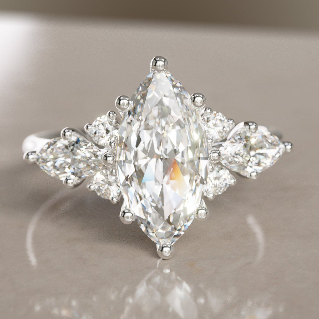 Fantasy Engagement Ring with Marquise Diamonds By Valley Rose