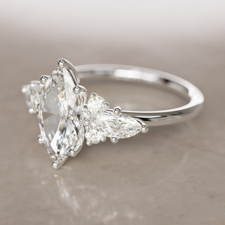 Fantasy Engagement Ring with Marquise Diamonds By Valley Rose