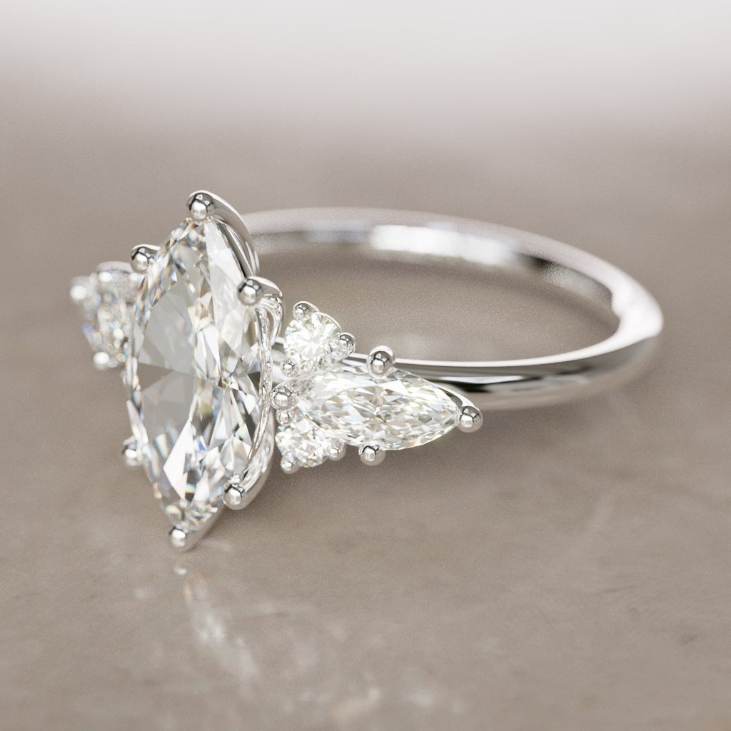 Fantasy Engagement Ring with Marquise Diamonds By Valley Rose
